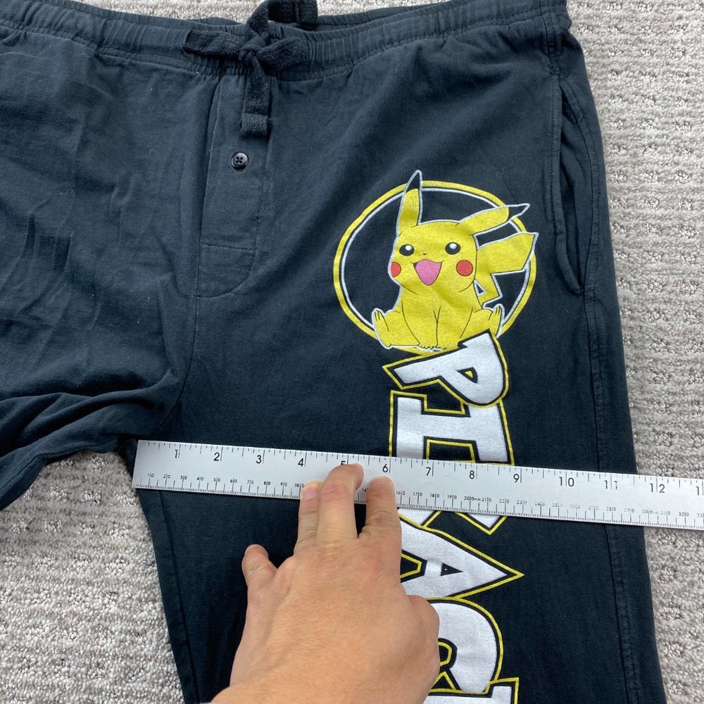 Pokémon Pikachu Pants Men Large L Black Pajama Sleep Lounge Wear Casual Mens - Picture 12 of 14